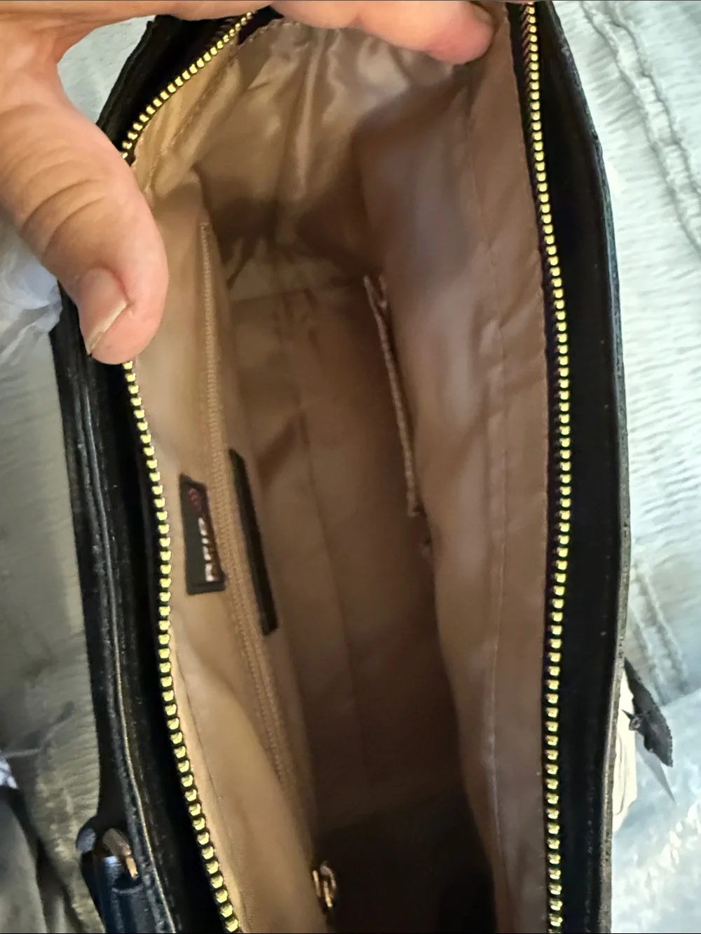 Gun Tote’n Mamas Black Ostrich-Texture Tote Bag Top Grain Leather NWT
